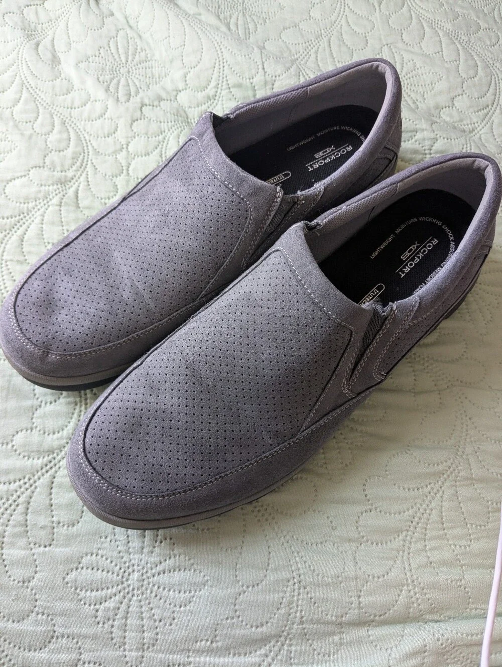 Rockport Men's Gray Perforated Slip-On Loafers